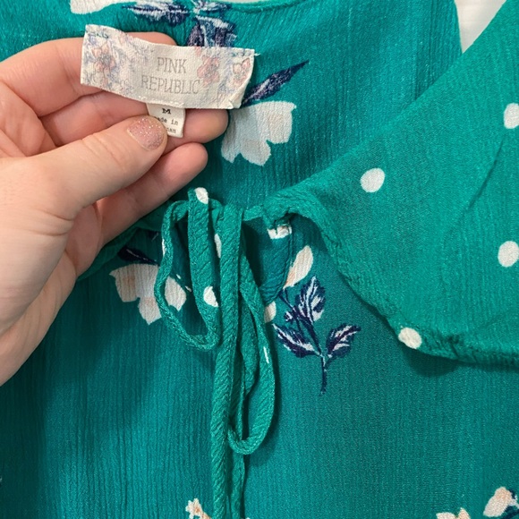 Pink Republic Green and White Floral / Polka Dot Tank Top - Picture 4 of 4